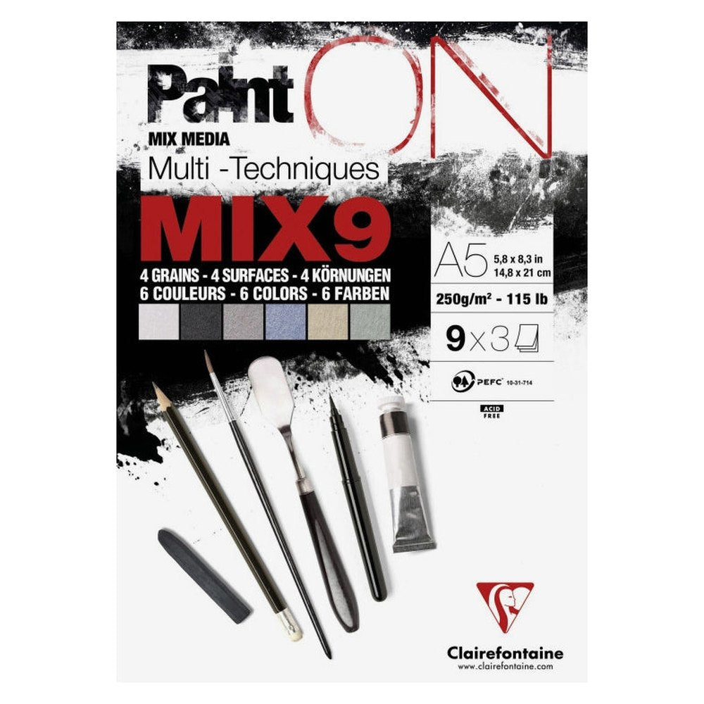 Paint'On Bloc à dessin Mix 27F (9X3F) Ass.A5 250g CLAIREFONTAINE
