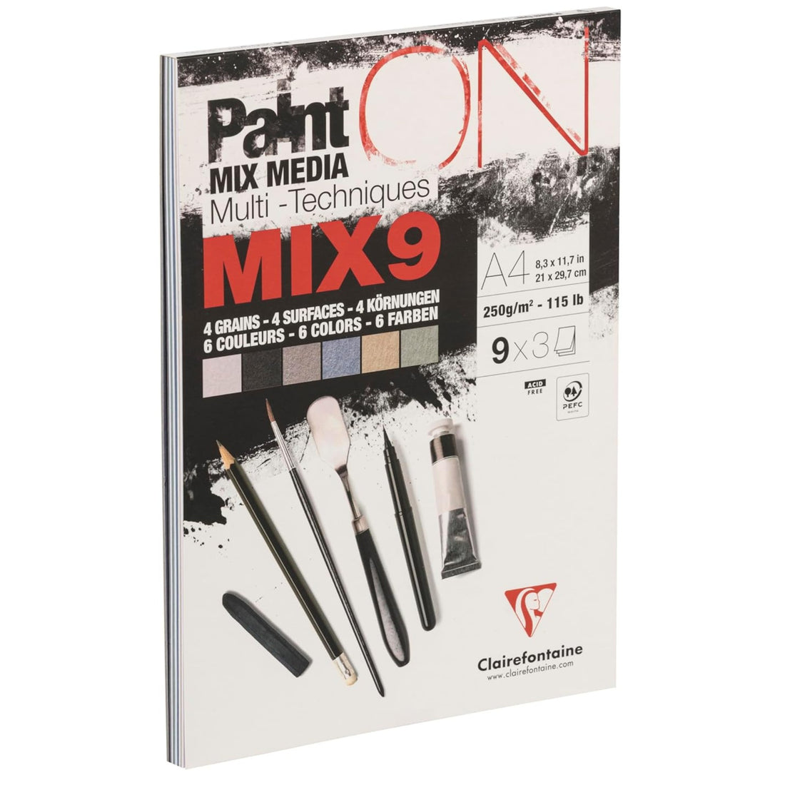 Paint'On Bloc à dessin Mix 27F (9X3F) Ass.A4 250g