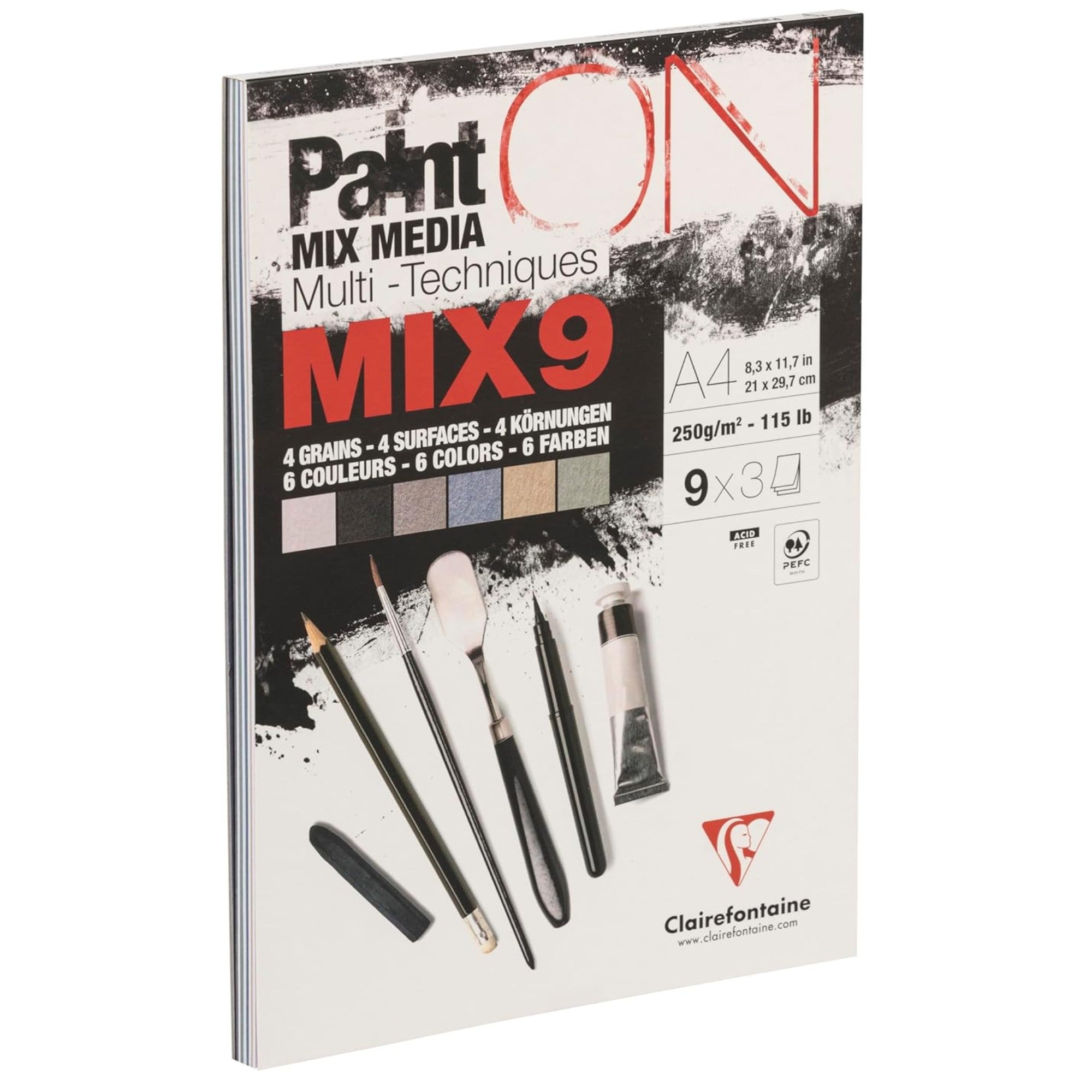 Paint'On Bloc à dessin Mix 27F (9X3F) Ass.A4 250g