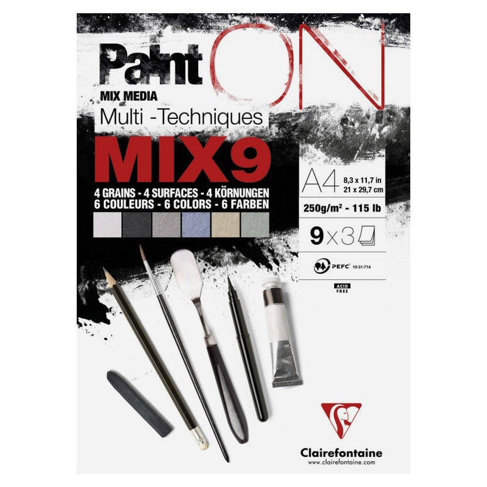 Paint'On Bloc à dessin Mix 27F (9X3F) Ass.A4 250g CLAIREFONTAINE