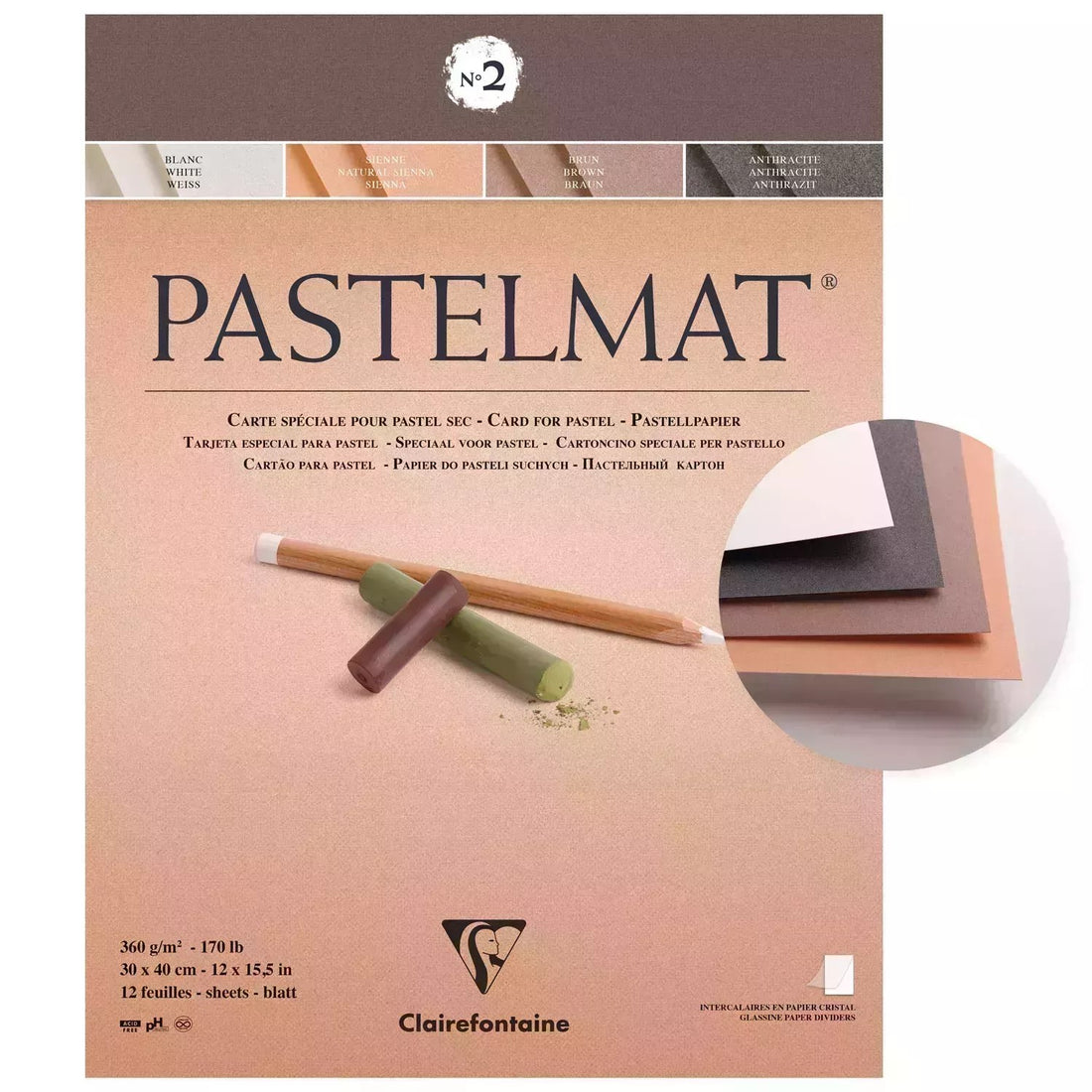 Pastelmat Pad N°3 360g  Assorted  12 Sheets 11.8x15.75in