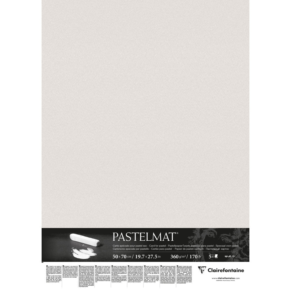 Paquet Pastelmat 50x70cm 5F 360g gris clair CLAIREFONTAINE