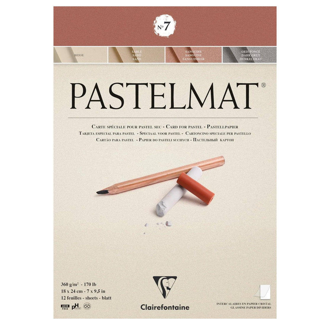 Pastelmat Pad N°7 360g  Anthracite  12 Sheets 7.1x9.45in