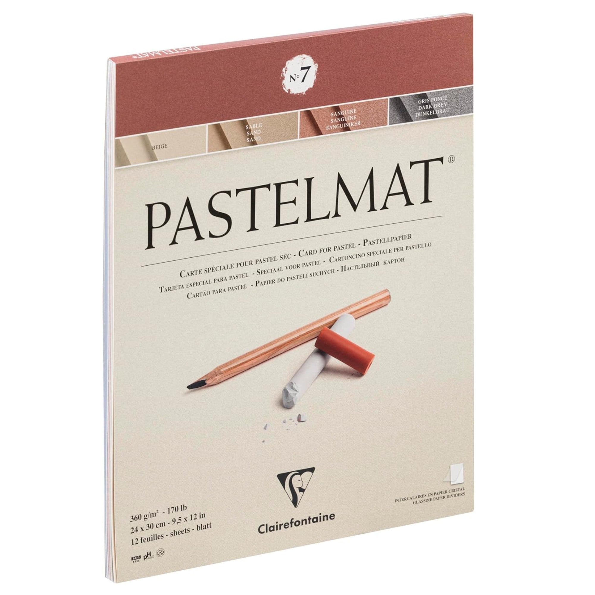 Bloc pastelmat N°7 360g  anthracite  12 feuilles 24x30cm