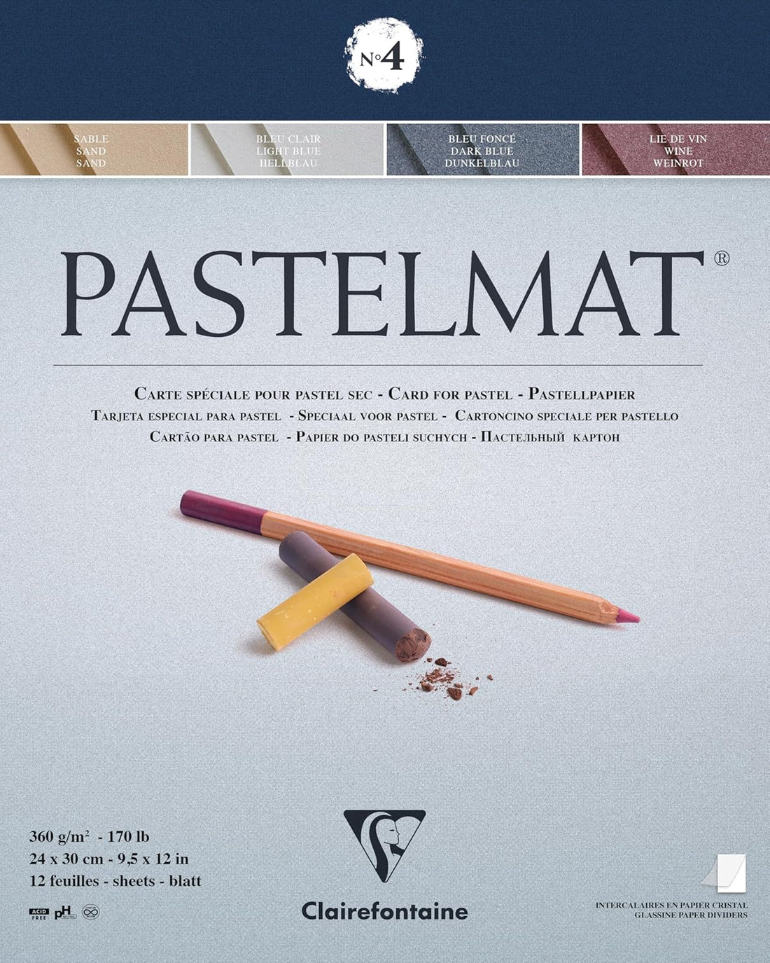 Pastelmat Pad N°4 360g  Assorted  12 Sheets 9.4x11.8in