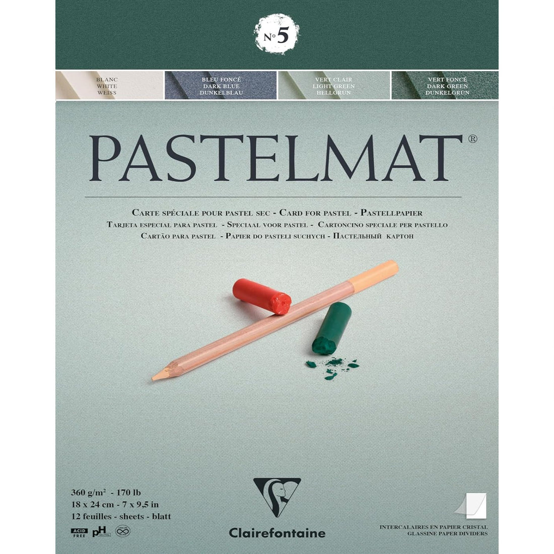 Pastelmat Pad N°5 360g  Assorted  12 Sheets 7.1x9.45in