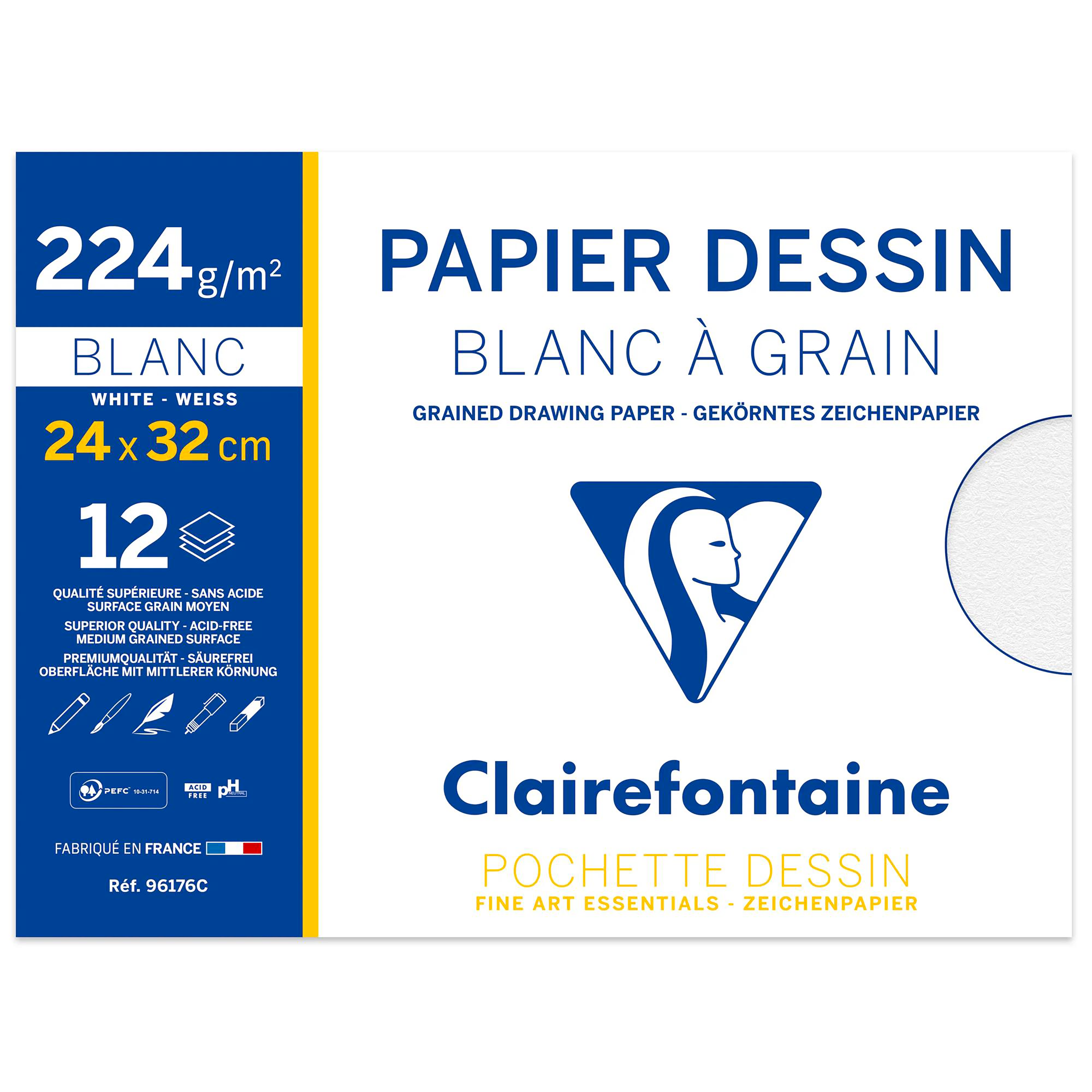 Grained Drawing Paper pouch 24x32cm 12sh 224g