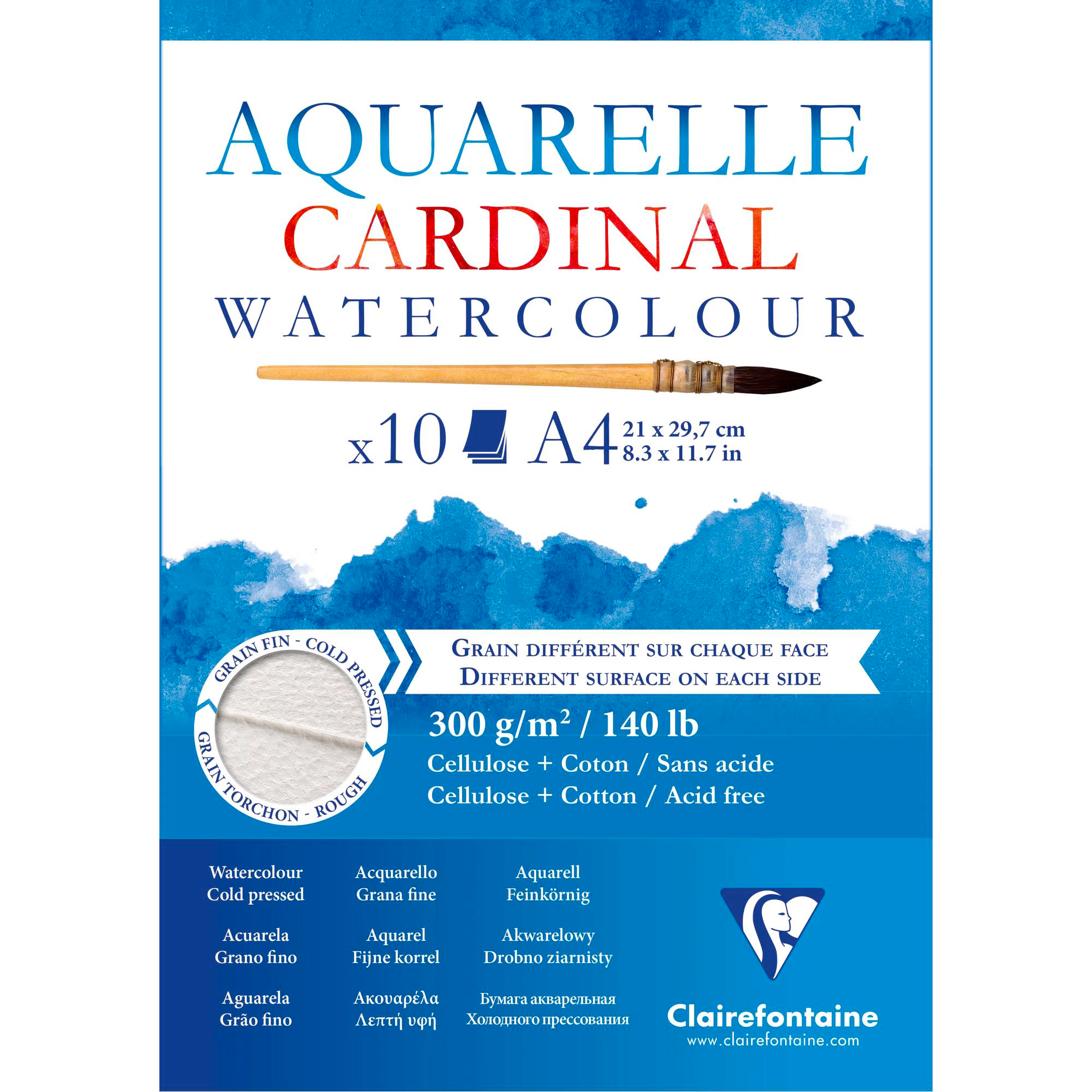 Watercolour Glued Pad Cardinal 10p 300gr A4