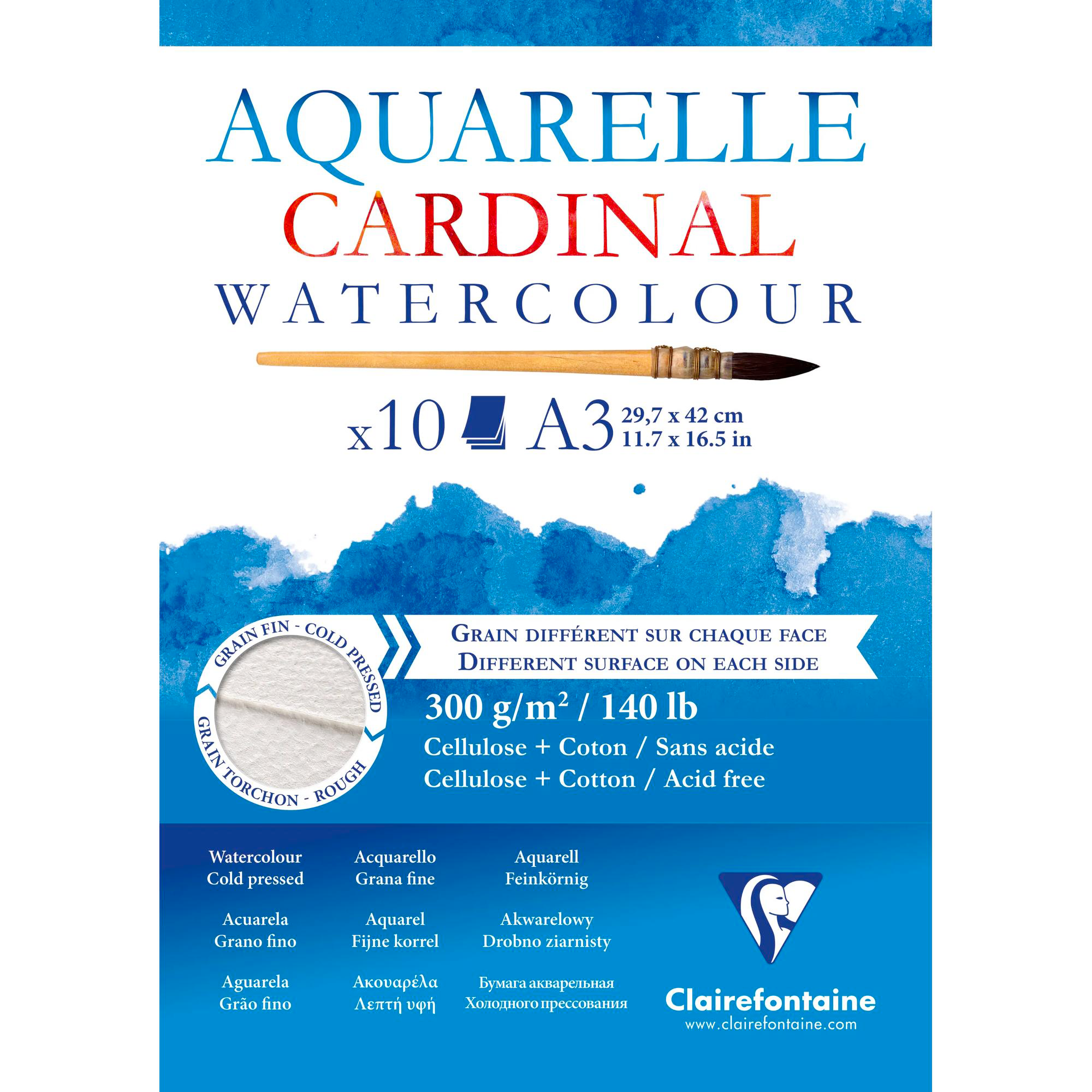 Watercolour Glued Pad Cardinal 10p 300gr A3