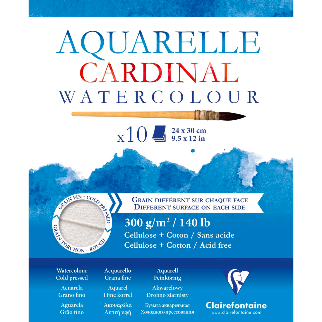 Watercolour Glued Pad Cardinal 10p 300gr 9,4 x 11,8 in