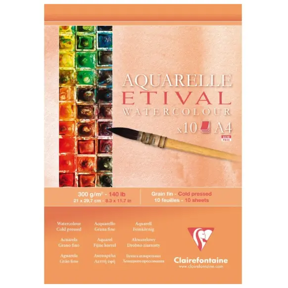 Aquarelle Bloc à dessin Etival 300G 10F 8¼X11¾ CLAIREFONTAINE