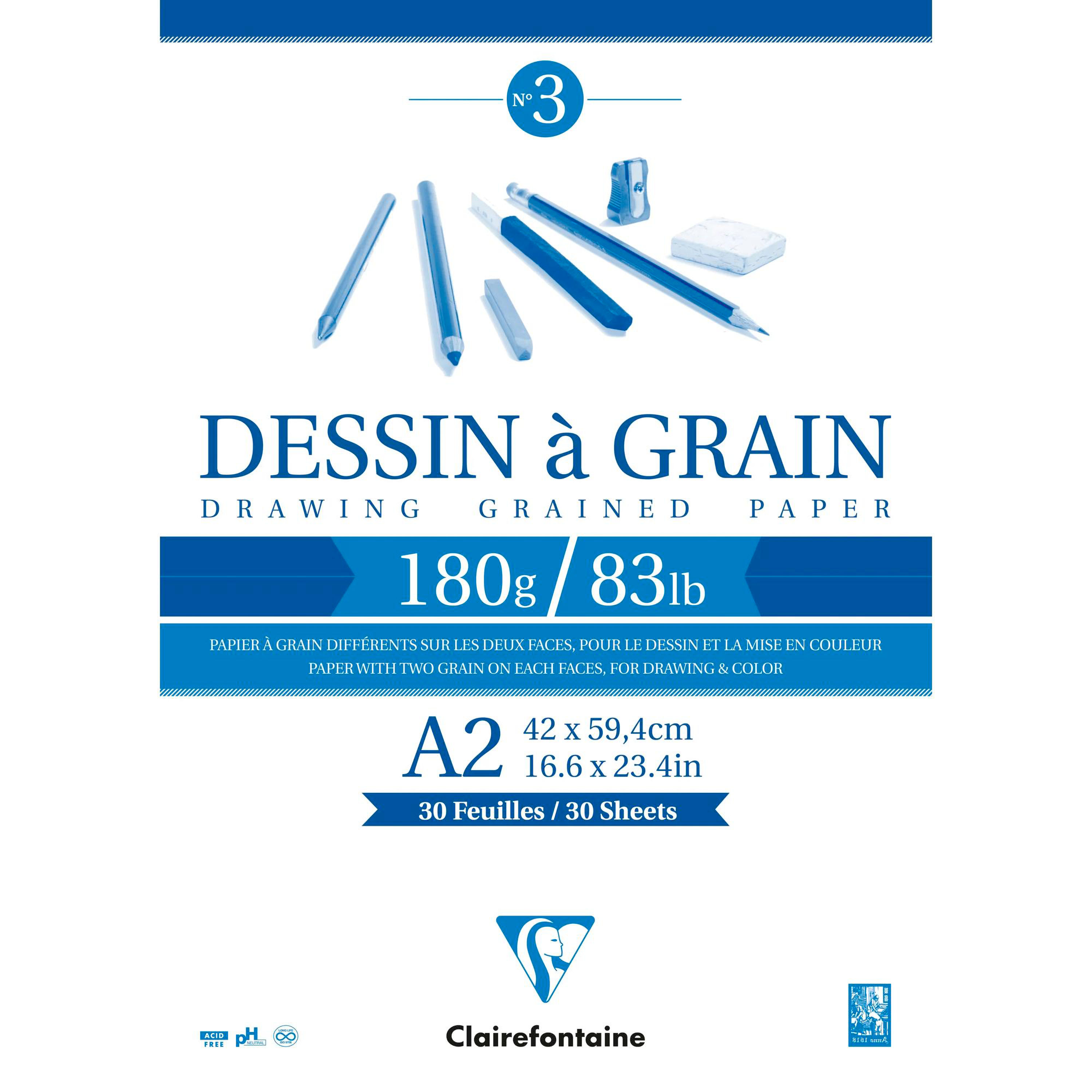 Drawing Grained pad 180G 30 sheets  (16.5 x 23.4)
