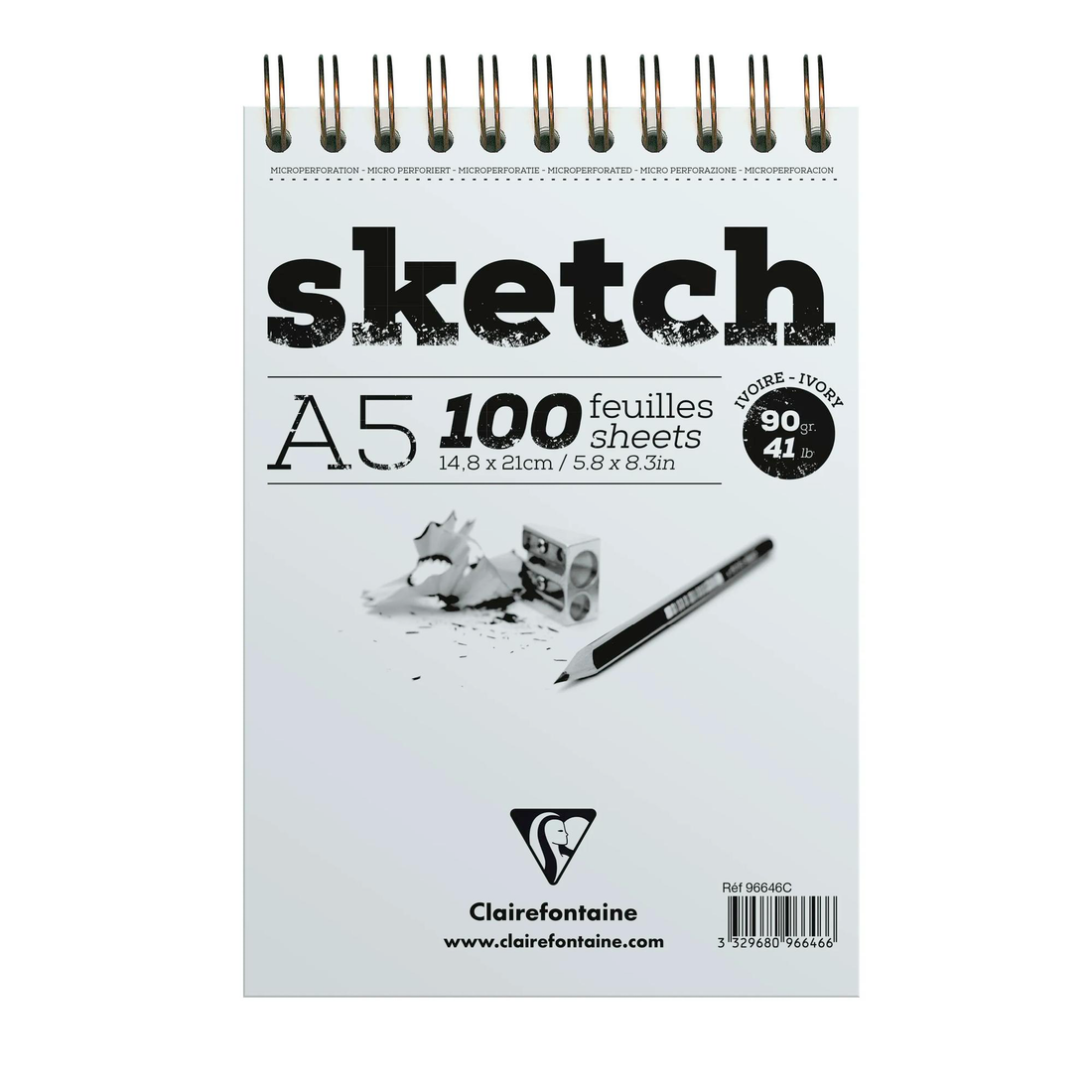 Bloc Croquis Sketch ivoire Collé 90G 100 feuilles A5 (14,8 x 21 cm) by CLAIREFONTAINE