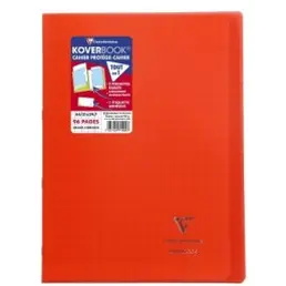 Koverbook cahier polypro agrafé seyès -rouge- A4. 96 pages (21x29.7cm) CLAIREFONTAINE