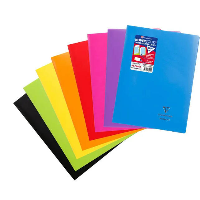 Koverbook Eco cahier polypro agrafé seyès -assortis- A4. 96 pages (21x29.7cm) CLAIREFONTAINE