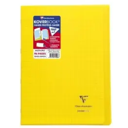 Koverbook Eco cahier polypro agrafé seyès -jaune- A4. 96 pages (21x29.7cm) CLAIREFONTAINE