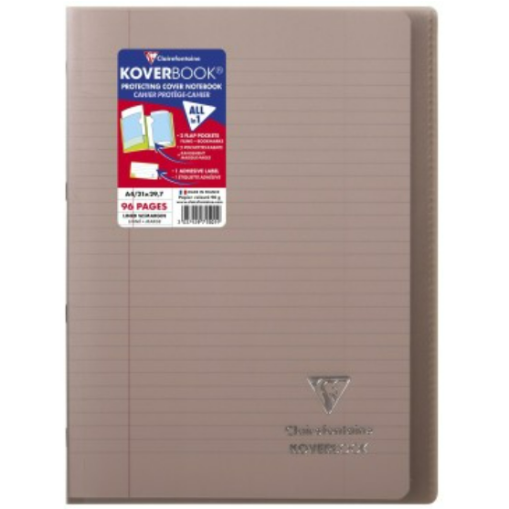 Koverbook cahier polypro agrafé ligné+M -assortis- A4. 96 pages (21x29.7cm) CLAIREFONTAINE