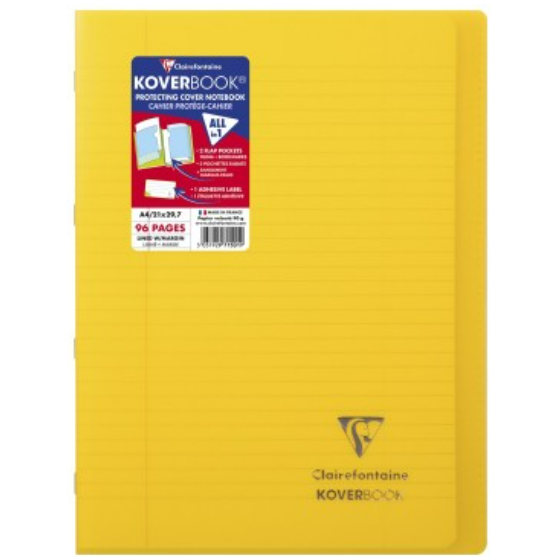 Koverbook cahier polypro agrafé ligné+M -assortis- A4. 96 pages (21x29.7cm) CLAIREFONTAINE