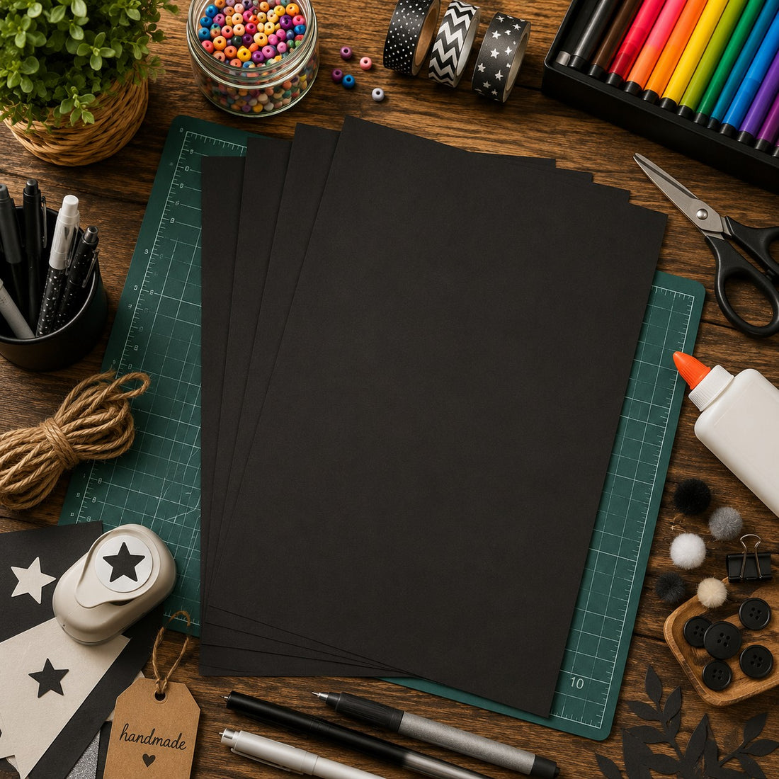 Carton Maya 270g  noir  25 feuilles  A4  21x29.7cm