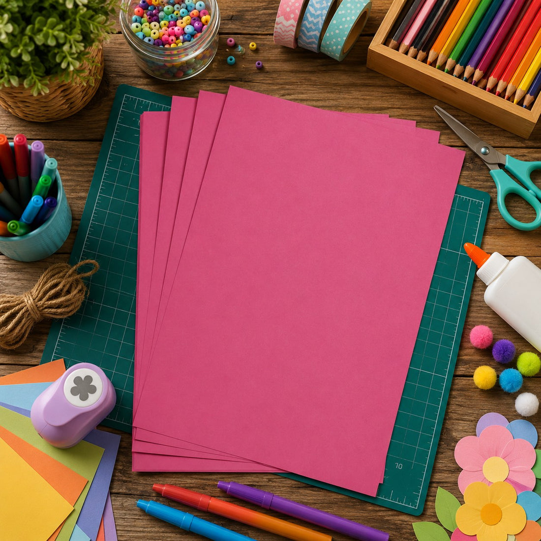 Maya Cardboard 270g   Intensive Pink  25 Sheets  A4  8.25x11.75in