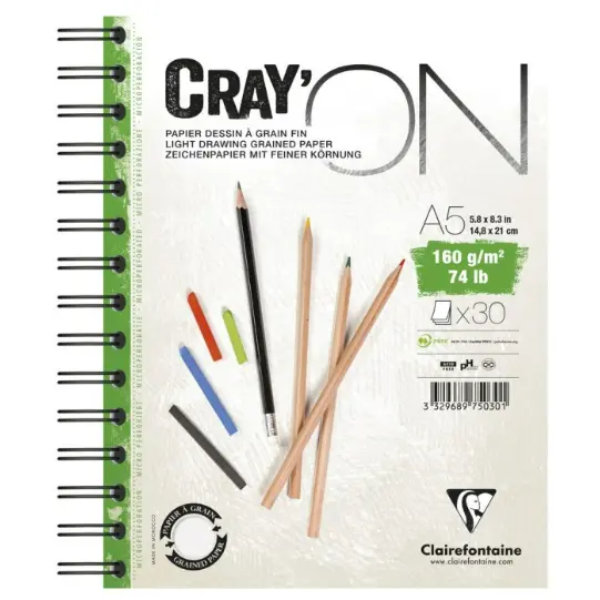 Cahier CrayOn à reliure spirale 74Lbs 30S 5¾X8¼ CLAIREFONTAINE