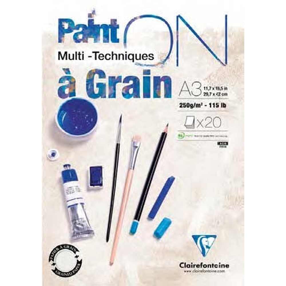 Paint'On Bloc à Grain  A3 250g 20F - 29.7x42cm CLAIREFONTAINE