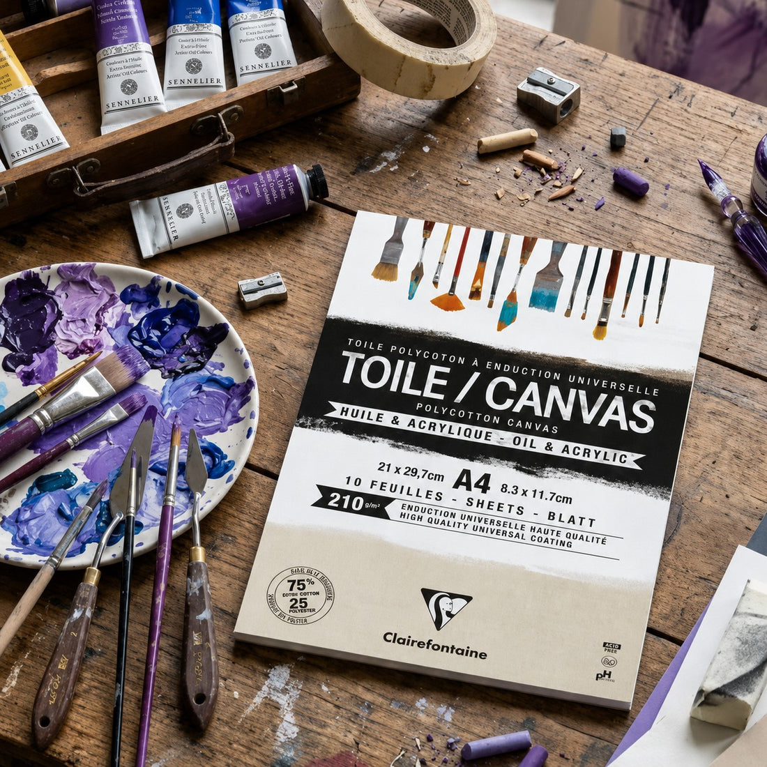 T. Sable natural canvas 210g polycotton pad A4 10 sheets