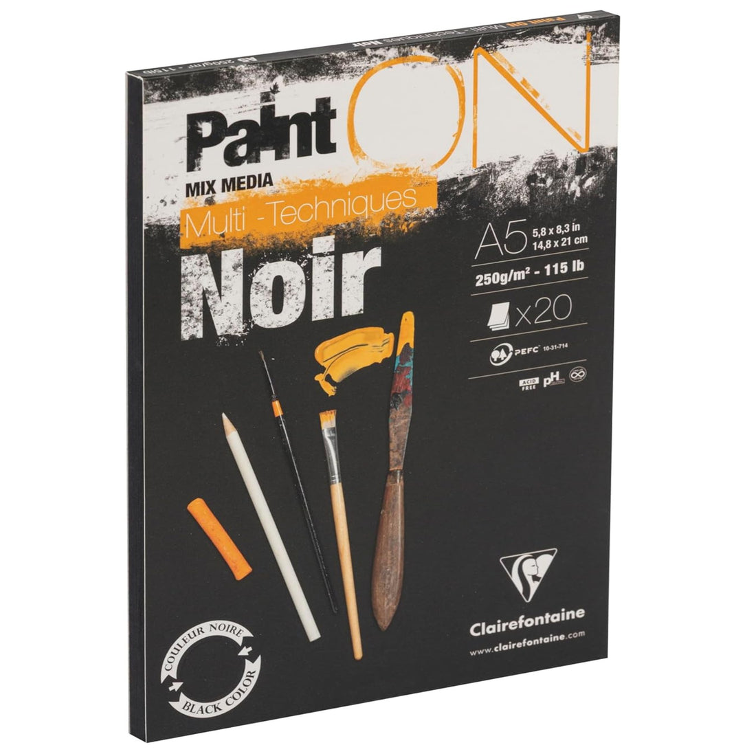 Paint'on - Peinture sur Multi Technic Noir A5 250g  20S 14.8x21cm