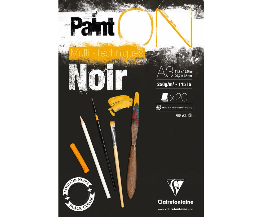 Paint'on - Peinture Sur Multi Technic Noir A3 250g  20S 29.7x42cm