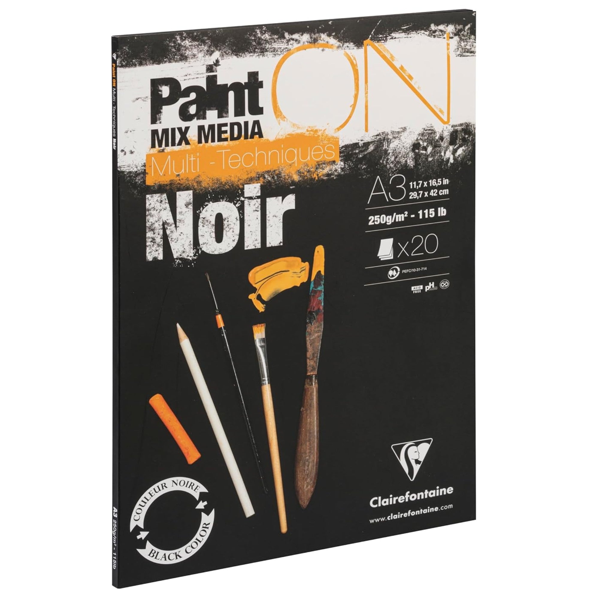 Paint'on - Peinture Sur Multi Technic Noir A3 250g 20S 29.7x42cm