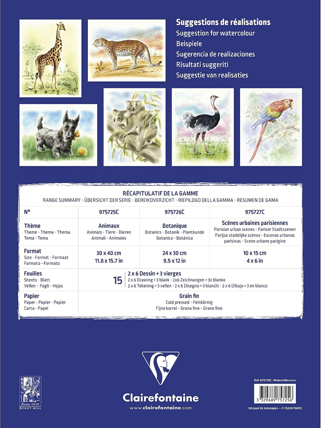 Initiation watercolour pad Animals 15sh (2shx6 designs) 3