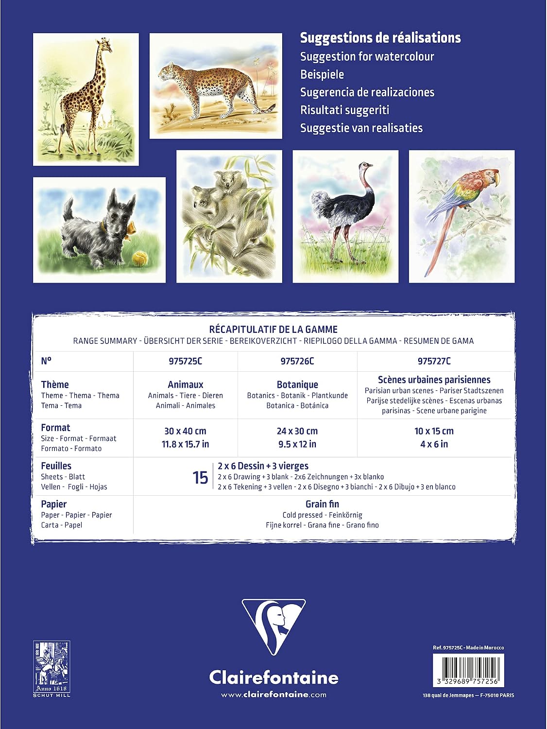 Initiation watercolour pad Animals 15sh (2shx6 designs) 3