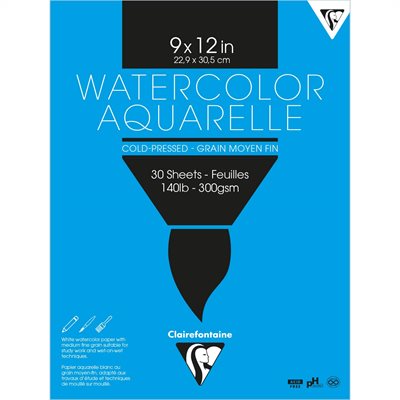 Aquarelle Bloc à dessin Collé  22,9X30,5 30 feuilles 300G CLAIREFONTAINE