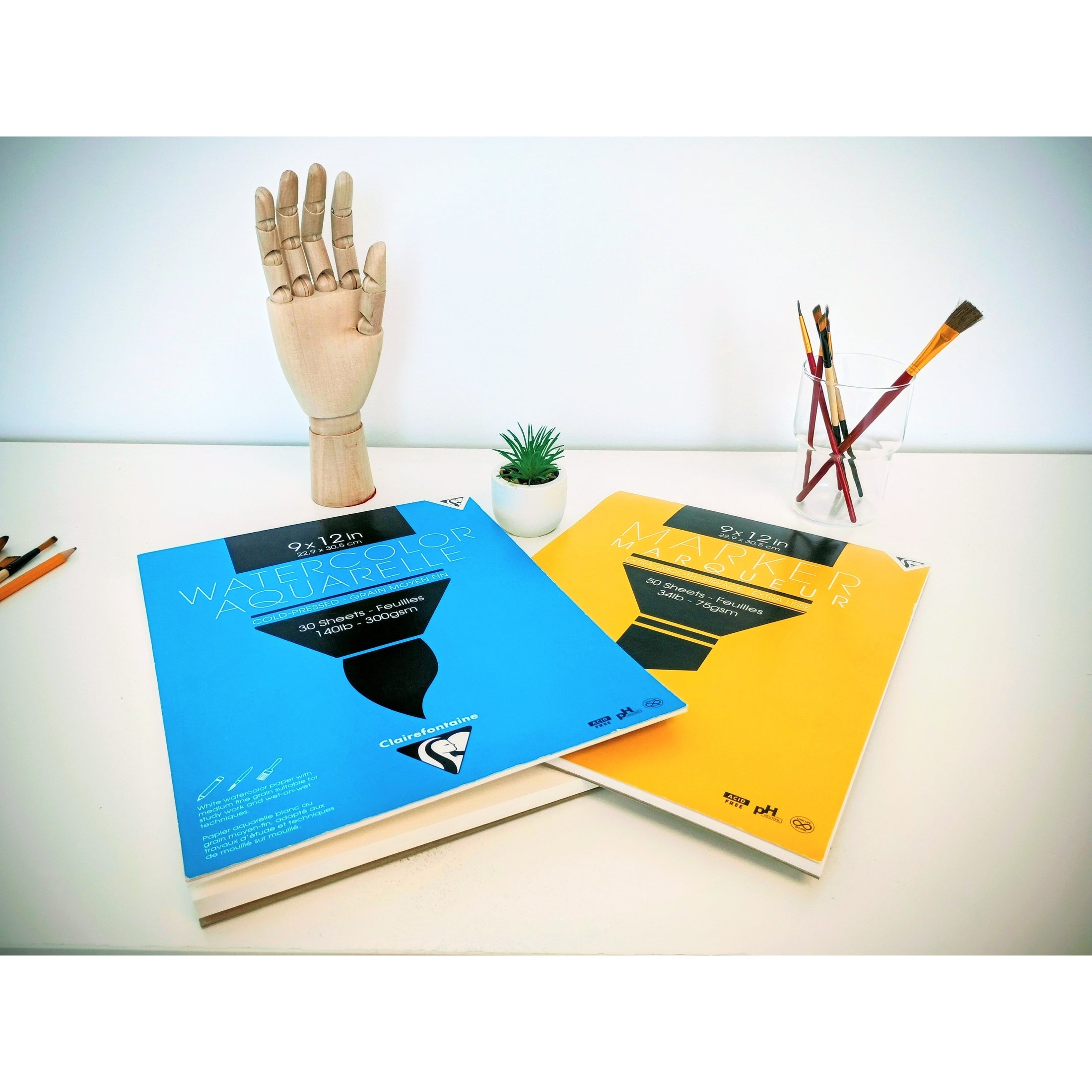 Aquarelle Bloc à dessin Collé  22,9X30,5 30 feuilles 300G CLAIREFONTAINE
