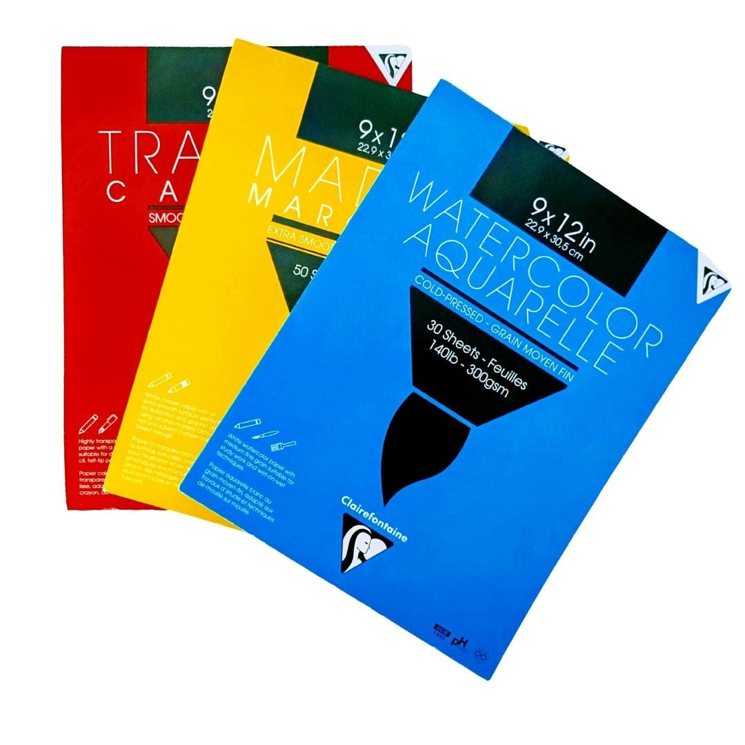 Aquarelle Bloc à dessin Collé  22,9X30,5 30 feuilles 300G CLAIREFONTAINE