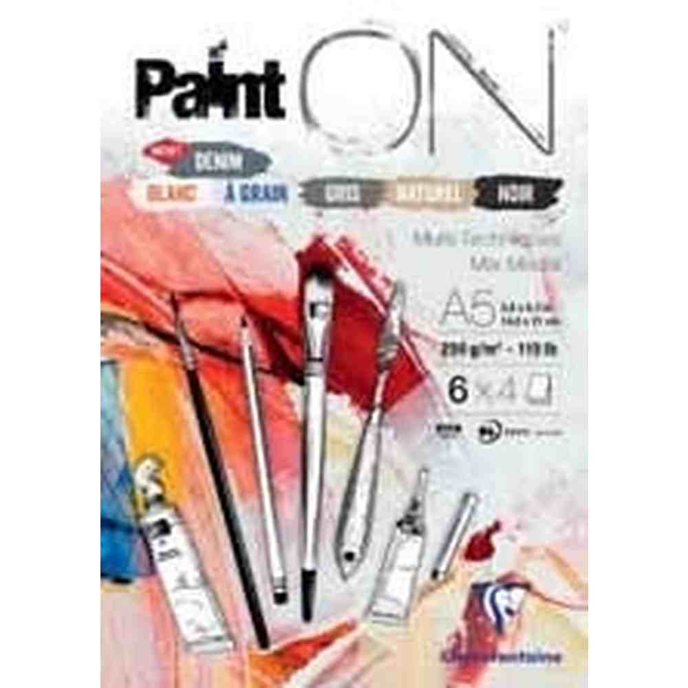 Paint'On 115Lb N°6 Bloc Assorti 24F A5 CLAIREFONTAINE