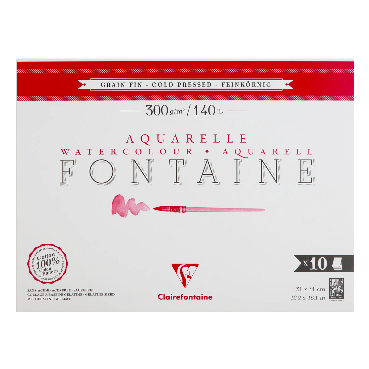Bloc Fontaine Grain Fin 31x41cm 10 feuilles Collé 1 côté - CLAIREFONTAINE