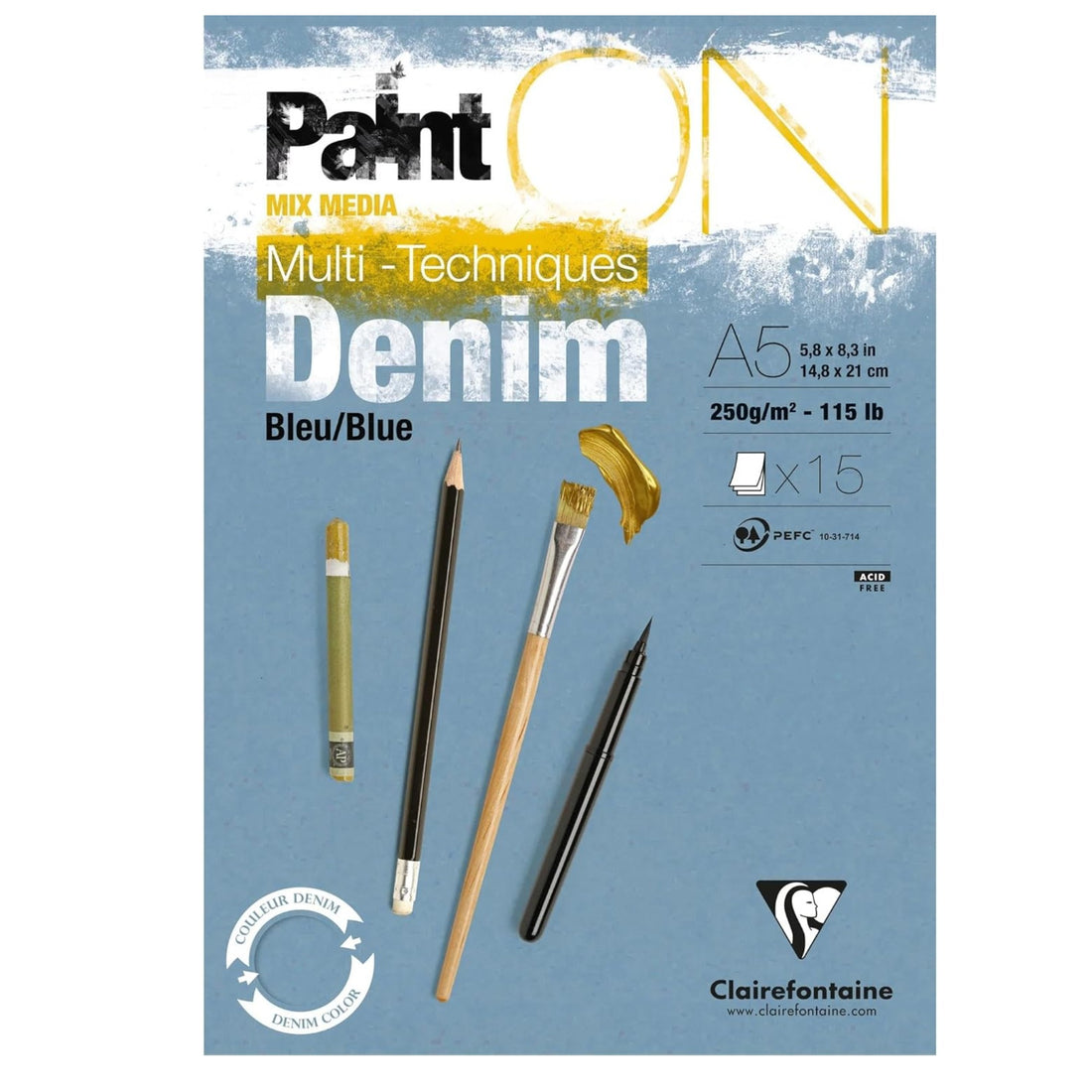 Paint'On Drawing pad Blue Jean A5 15F 250g