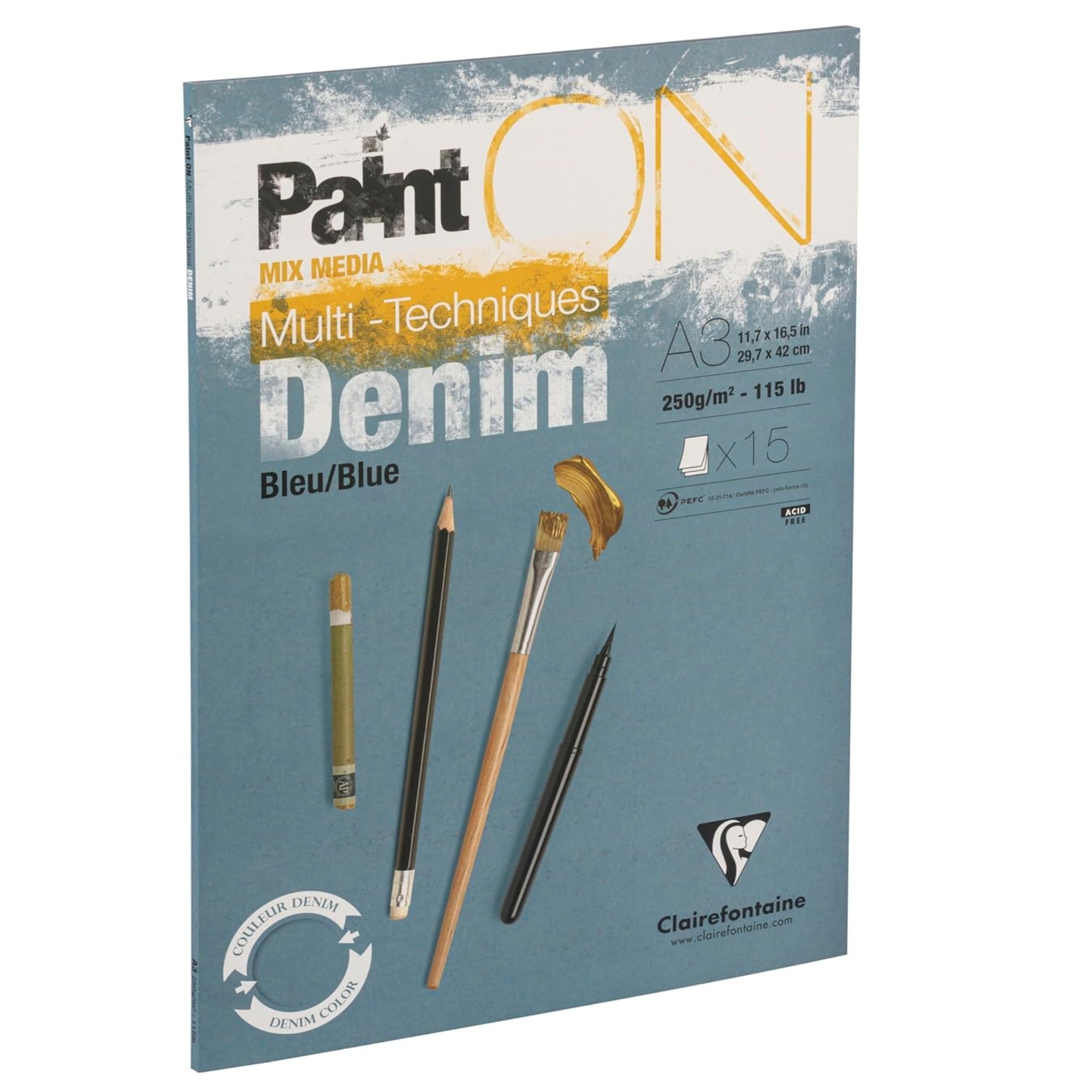 Paint'On Drawing pad Bleu Jean A3 15F 250g