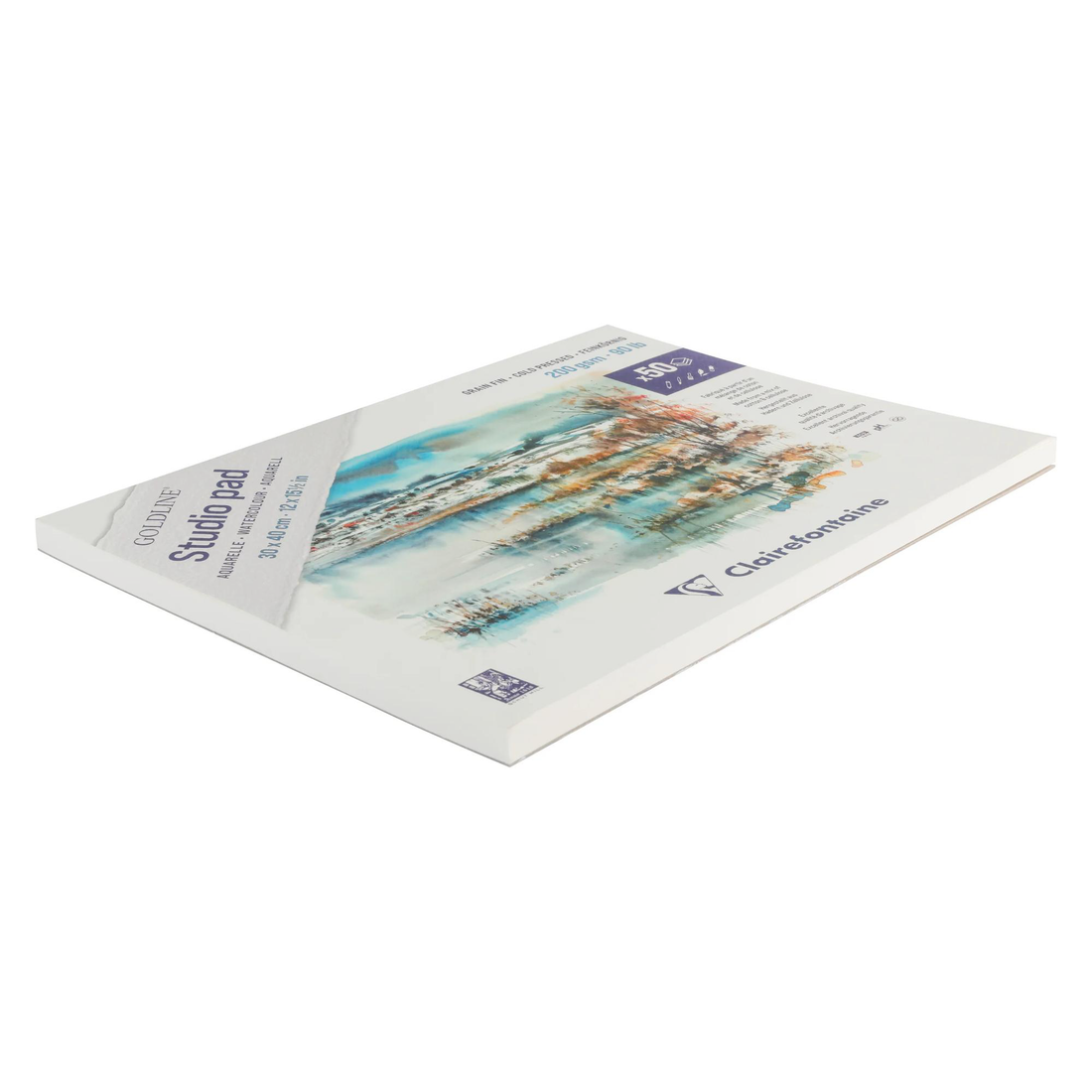 Bloc aquarelle collé Goldline Studio 200G 50 feuilles (30 x 40 cm) by CLAIREFONTAINE