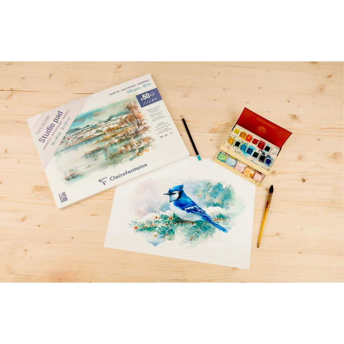 Bloc aquarelle collé Goldline Studio 200G 50 feuilles (30 x 40 cm) by CLAIREFONTAINE