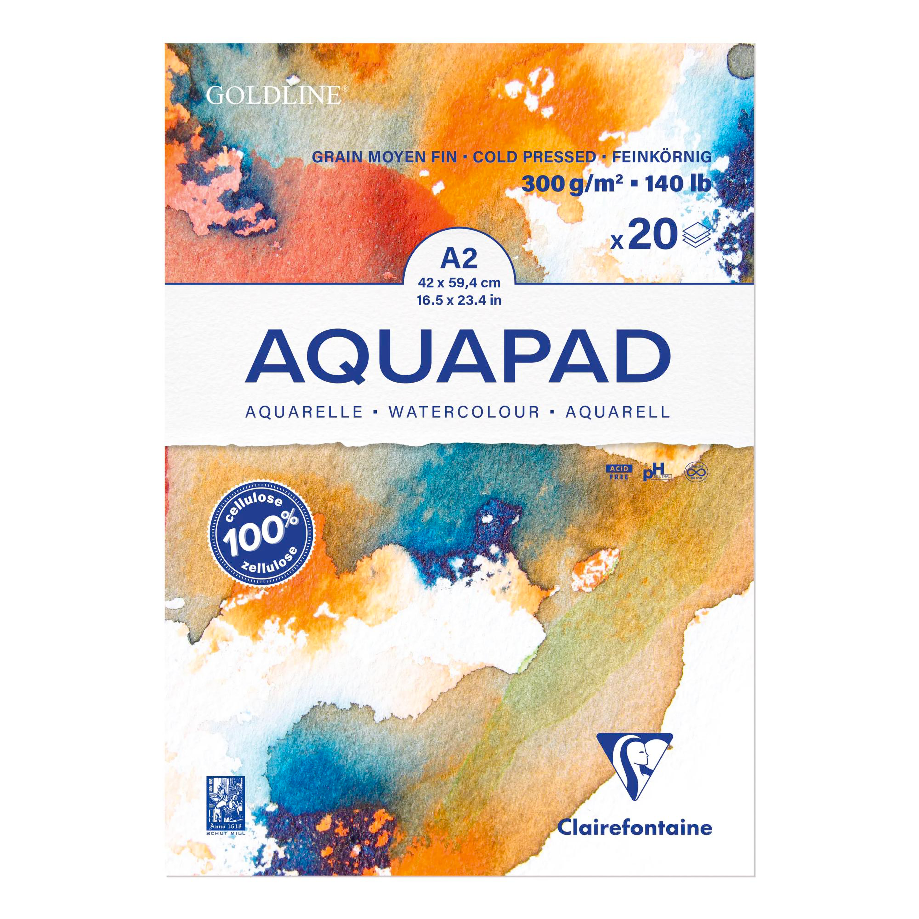 Watercolour Glued Pad Aquapad 20p 300gr A2
