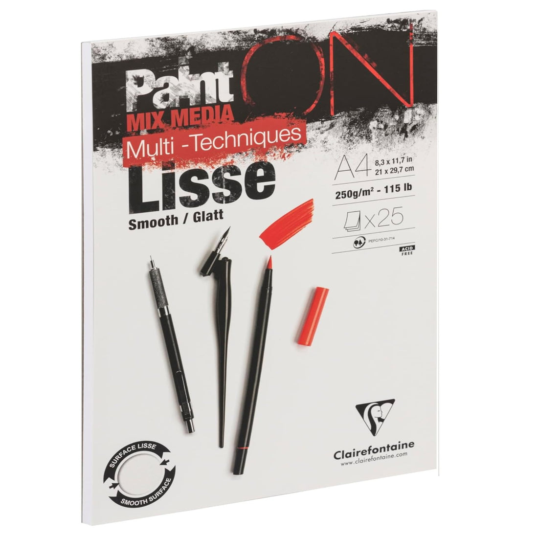 Paint'On Smooth white drawing pad A4 25F 250g