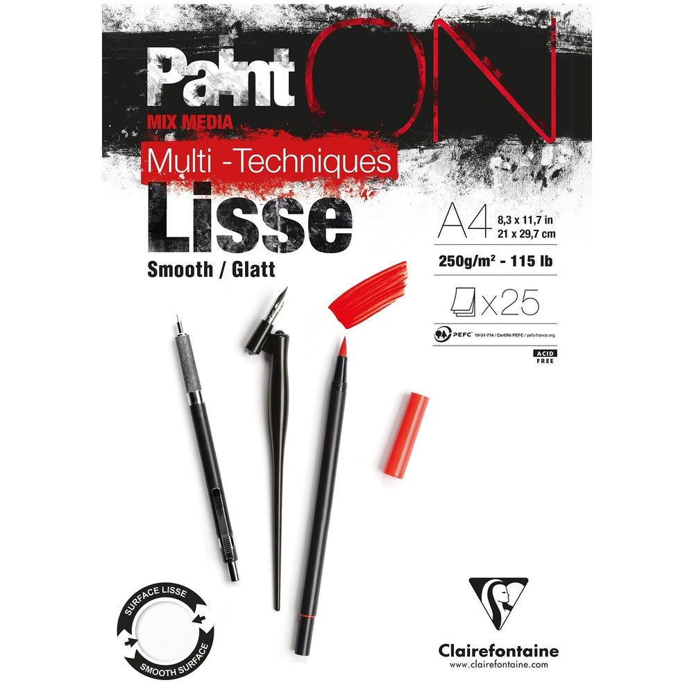 Paint'On Bloc à dessin lisse blanc A4 25F 250g CLAIREFONTAINE
