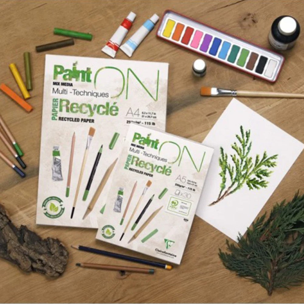 Paint'On Recycled paper pad A4 30F white 250g