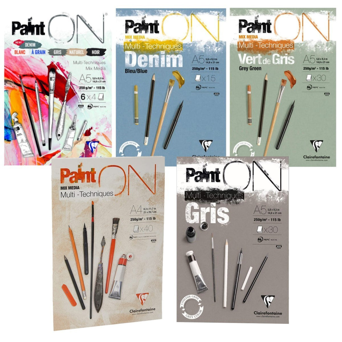 Paint'on - Peinture sur Gris A4 250g  30S 21x29.7cm