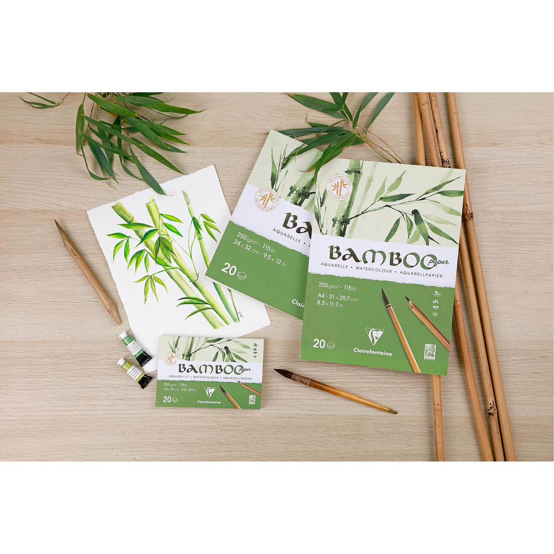 Glued pad  20 sheets Bamboo 250g 10,5x21cm L