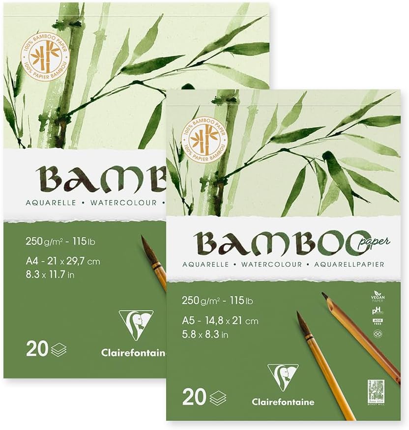 Bloc à dessin Collé Bambou 250G 20 feuilles A5 - CLAIREFONTAINE