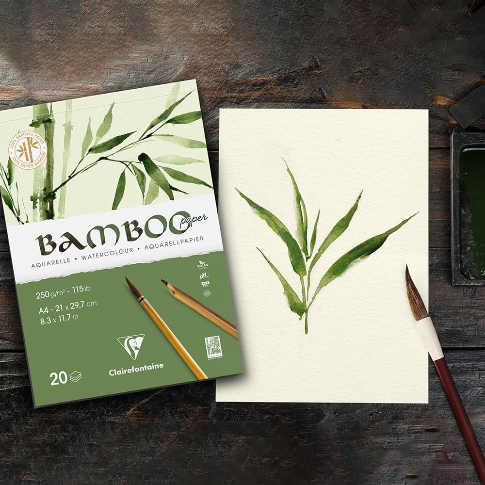 Bloc à dessin Collé Bambou 250G 20 feuilles A5 - CLAIREFONTAINE