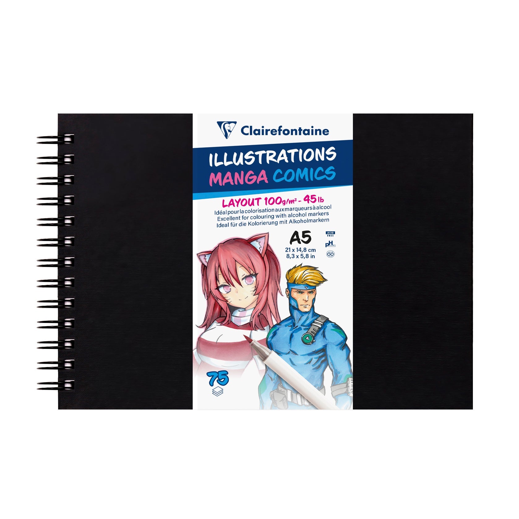 Livre à reliure spirale Style Manga  A5 75F 100G CLAIREFONTAINE